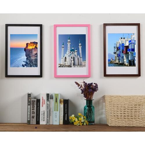 Wooden Frame for Canvas Painting A5 A4 A3 Wooden Picture Frame Black White Pink Coffee Photo Frame with Mats for Wall Mounting