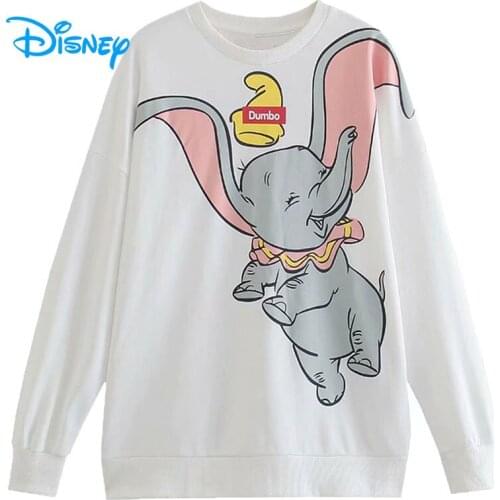 Disney Dumbo Elephant Sweatshirt Harajuku Vintage Women Streetwear O-Neck Long Sleeve Pullover Female Cartoon Casual Loose Tops