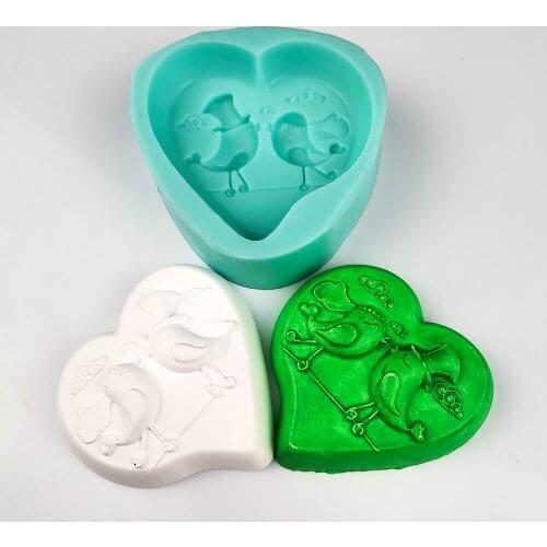 DW0246 PRZY Lovebirds Moulds Soap Mold Couple Bird Love Mold Silicone Soap Molds Birds Clay Resin Moulds