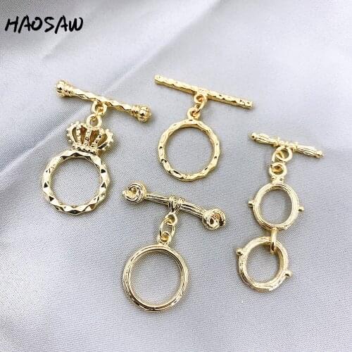 HAOSAW Choose 4Pcs/Lot Hand Made/OT Toggles/DIY Making/Genuine Gold Plating Suppliers/Multi Designs/Decoration/Bracelet Findings