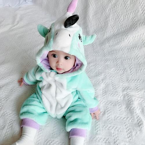 2021 Baby Clothes Romper Onesie Newborn Toddler Boy Girl Cartoon Unicorn Rompers Flannel Warm soft Baby Infant Clothing