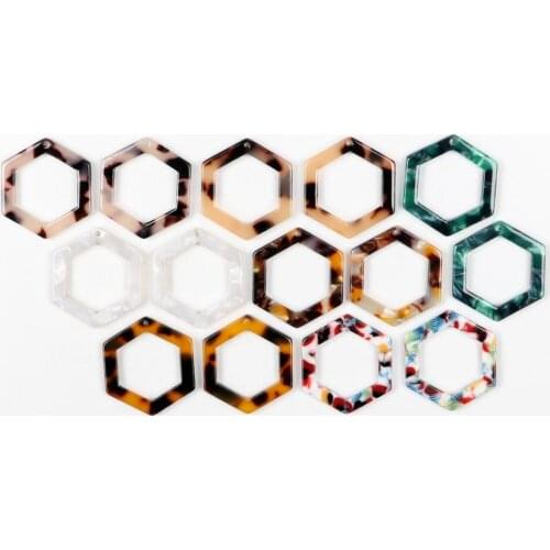 Leopard Print,Tortoise Shell Earring Charm,Acetate Acrylic,Hexagon Shaped,Boho,Earring Parts,Ohrringe finding,27X24mm-ACE267