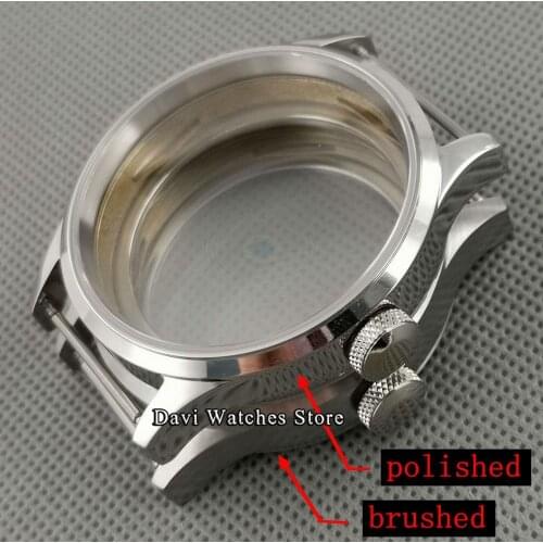 Brushed/Polished Sapphire Glass 43mm Watch Case Fit ETA 6497 6498 Seagull ST3600 3620 Movement
