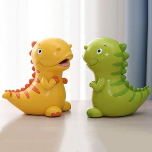 Lovely Piggy Bank Dinosaur Shaped Resin Cartoon Coin Cans for Children Best Christmas Birthday Gifts for Kids Home Decoration