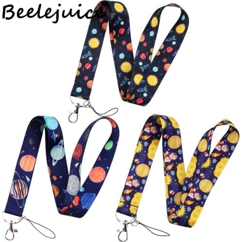 24pcs Fox Colorful Night Sky Stars Universe Art Key Chain webbings ribbons Neck Strap for Phone Keys ID Card Cartoon Lanyards