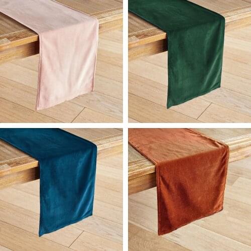 ESSIE HOME 12 Colors Available Matte Velvet High End Table Runner Green Teal Table Cloth Table Runner Placemat