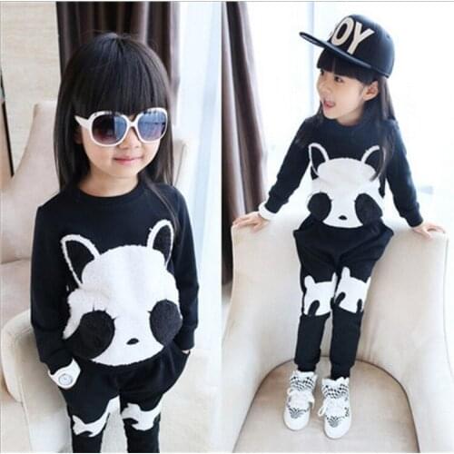 2020 new girl childrens spring and autumn suit baby cartoon whole cotton long sleeved two piece suit