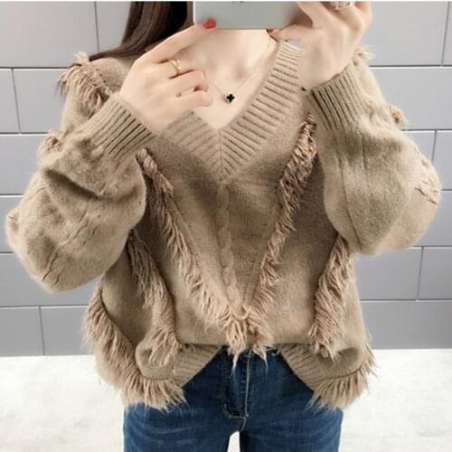 New 2019 High Quality Loose Sweater Women Autumn And Winter Warm Sweaters Pullover Wool Knitted Long Sleeve Tassels Knitwear