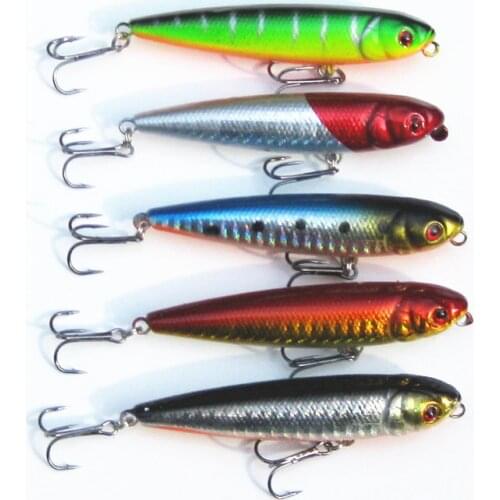 New arrival Lot 1pcs Tackle Fishing Topwater Floating Pencil Lure Hooks Crank baits 9g 80mm