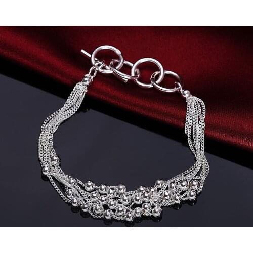 New Style 925 Sterling Silver Flat Chain Light Round Beads Multi-Chain Bracelet Suitable For Female Charm Wedding Engagement Fas