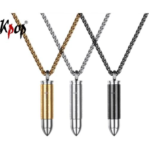 Gold Color Necklaces & Pendants Bullet Bible Empty Inside Women Men Jewelry Stainless Steel Necklaces Wholesale Jewelry P2104