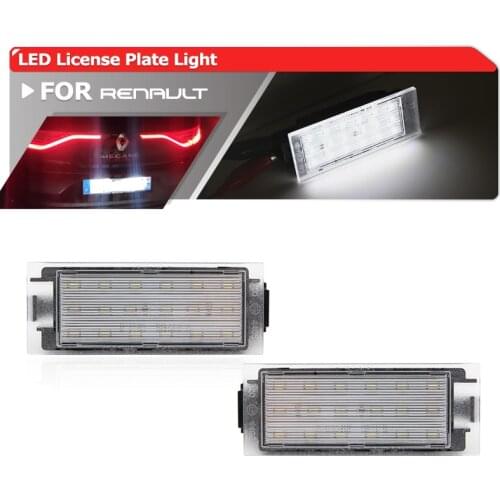 2PCs White Car Led Number License Plate Lights Direct Fits For Renault Clio Megane Twingo II Lagane II 5D Vel Satis Master