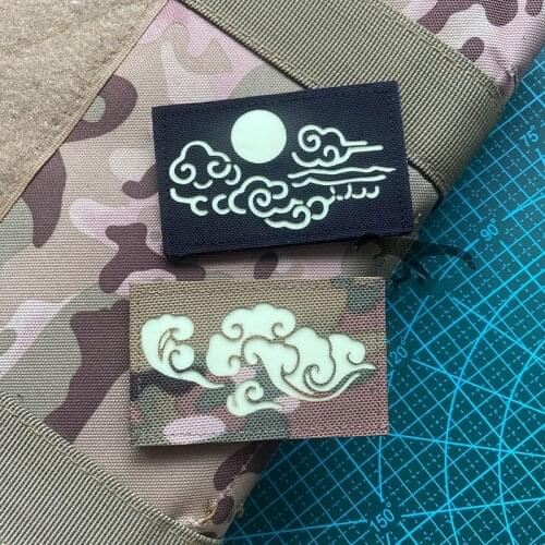 Auspicious Cloud Moon Luminous Patch Armband Cutting Military Velcro Sticks For Jackets Clothing Backpacks Lucky Badge