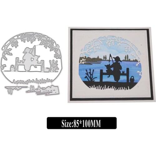 River Fishing Cutting Dies for Card Making, URYKE Die Cuts Stencil Metal Pattern Template for DIY Embossing Scrapbooking New