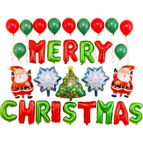 Merry Christmas Balloon Set Decoration Santa Snowman Elk Christmas Tree Aluminum Foil Lettering Supplies New Year Party