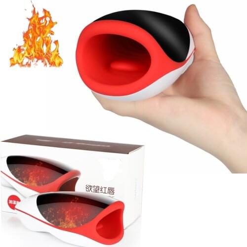 Sex Toys Deep Throat Heating Male Masturbator Oral Lick Masturbation Cup Sex Machine Tongue Vibrating Pussy Blowjob Aircraft Cup