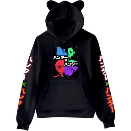 Sexy Kawaii Cat Ears Hoodies Hunter X Hunter Anime Sweatshirt kids Boys Girls 3D Cartoon Streetwear Tracksuits kids Clothes