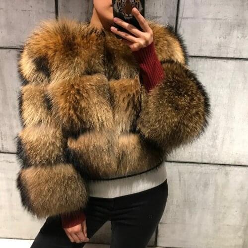 Raccoon fur coat women real fur coat natural raccoon fur coat