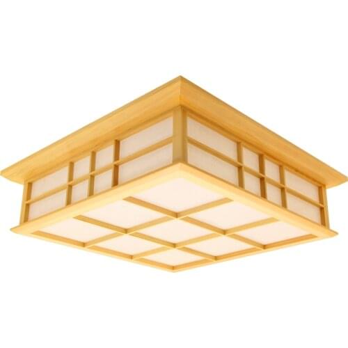 35X35cm Modern Japanese Ceiling Lights Washitsu Tatami Decor Lamp Wooden Living Room Hallway Indoor lantern Lamp Lighting Square