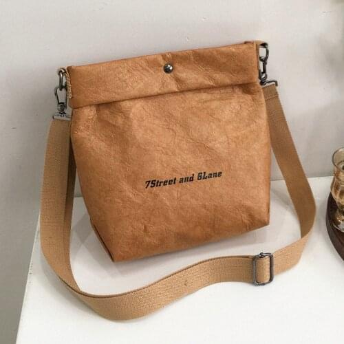 Womens Handbag Waterproof Personality Small Bucket Bag Kraft Paper Roll Envelope Bag Ins Shoulder Bags Party Clutch Purse