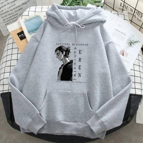 Fashion Hoody for Man Attack on Titan Harajuku Pocket Loose Long Sleeve Hooded Sweatshirts 2021 Man Autumn Spring Black Pullover
