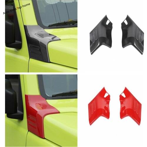 Yimaautotrims Exterior Refit Kit Front Head Engine Hood Wrap Angle Cover Trim For Suzuki Jimny 2019 2020 Red / Carbon Fiber Look