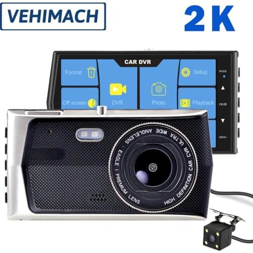 2K Dash Cam Mirror DVR 4 Inch Touch Vehicle Camera Front And Rear View Auto Video Recording Dashcam Parking Reverse Monitor Lens