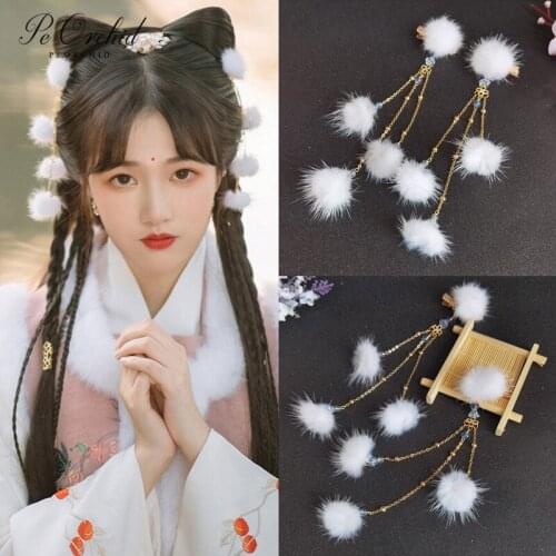 PEORCHID Ancient Chinese Traditional Tassel Hair Clip Hanfu Hairpin Women Bridal Hair Accessories Wedding Party Headwear