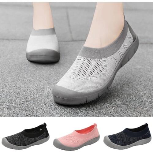 Summer Knit Mesh Shoes Women 2021 New Ladies Sneakers Non-Slip Platform Running Shoes Breathable Socks Shoe For Women
