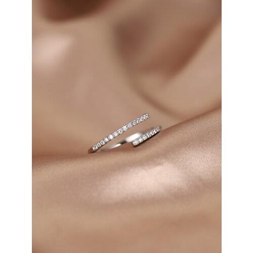 BUDROVKY Sole Memory Rhinestone Shiny Cool Zircon 925 Sterling Silver Female Resizable Opening Rings for Women Wholesale