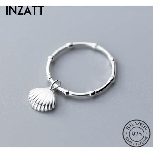 INZATT Real 925 Sterling Silver Minimalist Shell Ring For Fashion Women Party Cute Fine Jewelry Accessories Birthday Gift