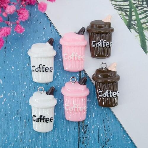 18pcs/lot Artificial Coffee Cup DIY Resin Cabochon for Jewelry Earring Necklace Pendant Flatback Fake Food Childrens toys