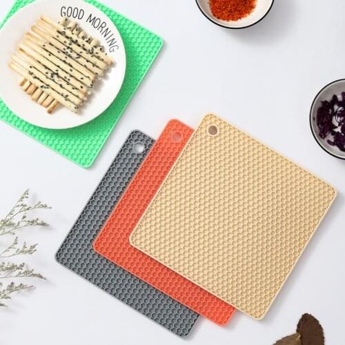 18cm Square Round Heat Resistant Silicone Trivet Mat Drink Cup Coasters Non-slip Pot Holder Table Placemat Kitchen Accessories