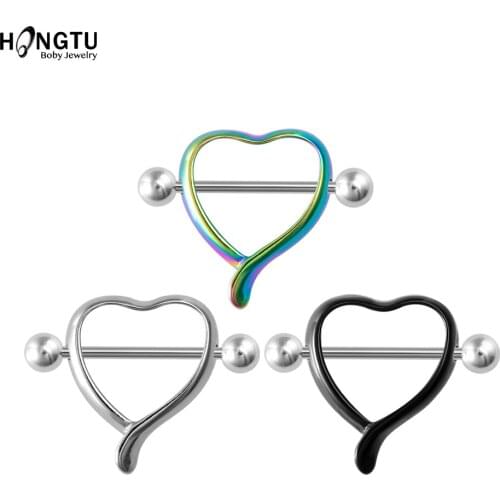 2PCS Heart Nipple Ring Nipple Piercing Bar Round Steel Nipple Shield Barbell Breast Piercing Cover Body Jewelry Women Gifts 14G