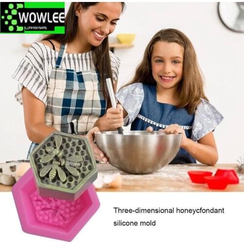 3D Bee Honeycomb Fondant Bakeware Molds Silicone Handmade Soap Molds Cake Decorating Tool Chocolate Pastry Dessert Muffin Mold