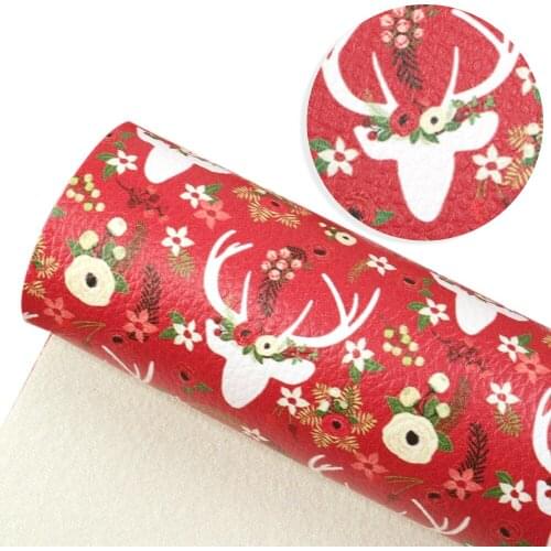 David accessories 20*33cm Christmas Lychee Synthetic Leather DIY Bow Bag Material Faux Leather Fabric Home Decoration,1Yc8317