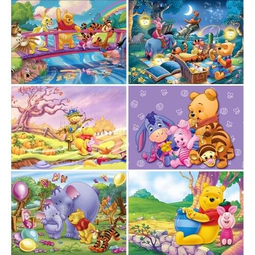 5D DIY Diamond Painting Cartoon Landscape Winnie the Pooh Full Square/Round Embroidery Mosaic Kit Handmade Art Gift Home Decor
