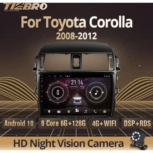 TIEBRO 2 Din Android10.0 Car Radio For Toyota Corolla 2008-2012 Stereo Receiver GPS Navigation Auto Radio Car Multimedia Player