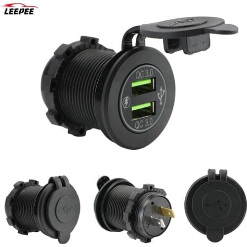 Car Charger Adapter Quick Charger 3.0 Car Parts Fast Charging Adapter Dual USB Charger 12V Fast Charging Adapter