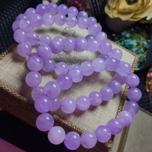 Genuine Natural Lavender Amethyst Quartz Gemstone Round Beads Healing Fashion Bracelet Woman 10mm 12mmm AAAAA Drop Shipping