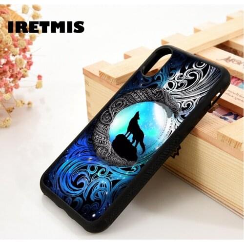 Iretmis 5 5S SE 6 6S phone case cover for iPhone 7 8 plus X Xs 11 Pro Max XR Wolf howling at the moon pattern graphic wolves