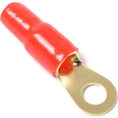 2 Pairs 4 AWG Electrical Ring Terminal Wire Connector Gold-plated Brass