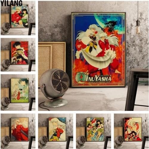 Japanese Anime Inuyasha Poster Retro Painting Art Decor Picture Living Bar Cafe Sofa Wall Decor Quality Canvas Home Decor