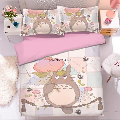 Popular Anime Totoro 3D Bedding Set Duvet Covers Pillowcases Comforter Bedding Sets Bedclothes Bed Linen Totoro Bedding Sets 07