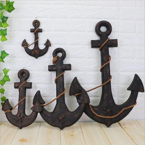 Creative Ship Anchor Mediterranean Style Decoration Wood Boat Ship Nautical Home Decor Anchor Bar wall Decoration Garden fig