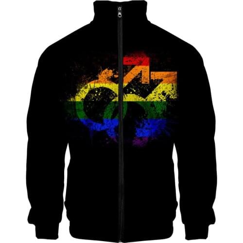 LGBT 3d Printed Men Jacket Stand Collar Oversized Loose Outwear Men Women Rainbow Flag Lesbians Gays Casual Jacket Coat