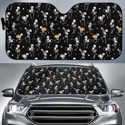Hot Selling Skeleton Dance Print Car Window Sun Shades Fashion Auto Sun Shade Car Window Blind Universal Fit Block Sun Glare/UV