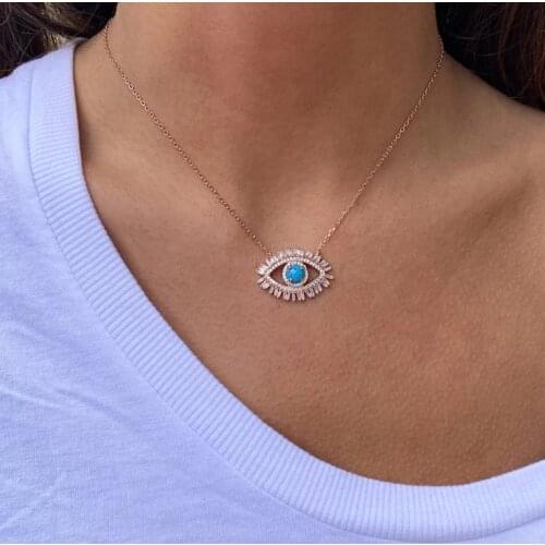 Fashion Jewelry Rhinestone Evil Eye Necklace Hamsa Short Necklace for lady girl drop shiping delicate gold color cz stone