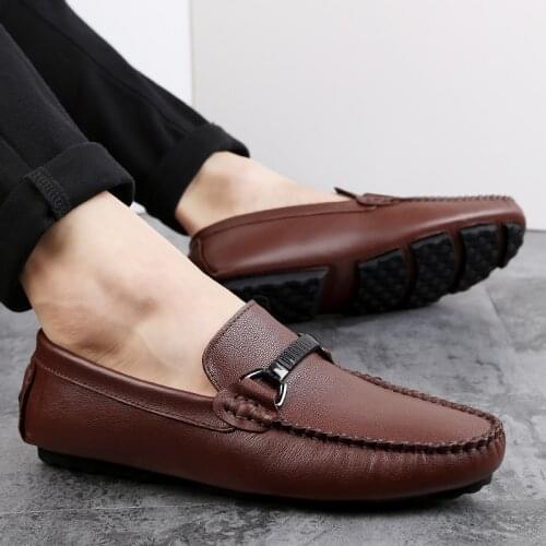 Men Genuine Leather Casual Shoes Summer Loafers Male Shoes Fashion Flat Mens Slip on Driving Sneakers Man Brand Fashion Footwear