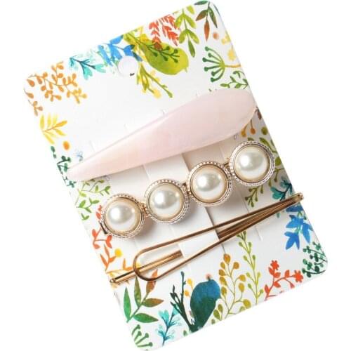 3pcs /Set Pearl Hairpins Metal Gold Pearl Acetate Hair Clip Set for Women Girl Wedding Party Hair Accessories Hair Slides